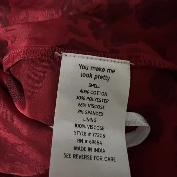 RAHI NWD Flora Cutout Mini A Line Dress Red Sz L Tie Back Button Back 7/8 Slv - Picture 6 of 8